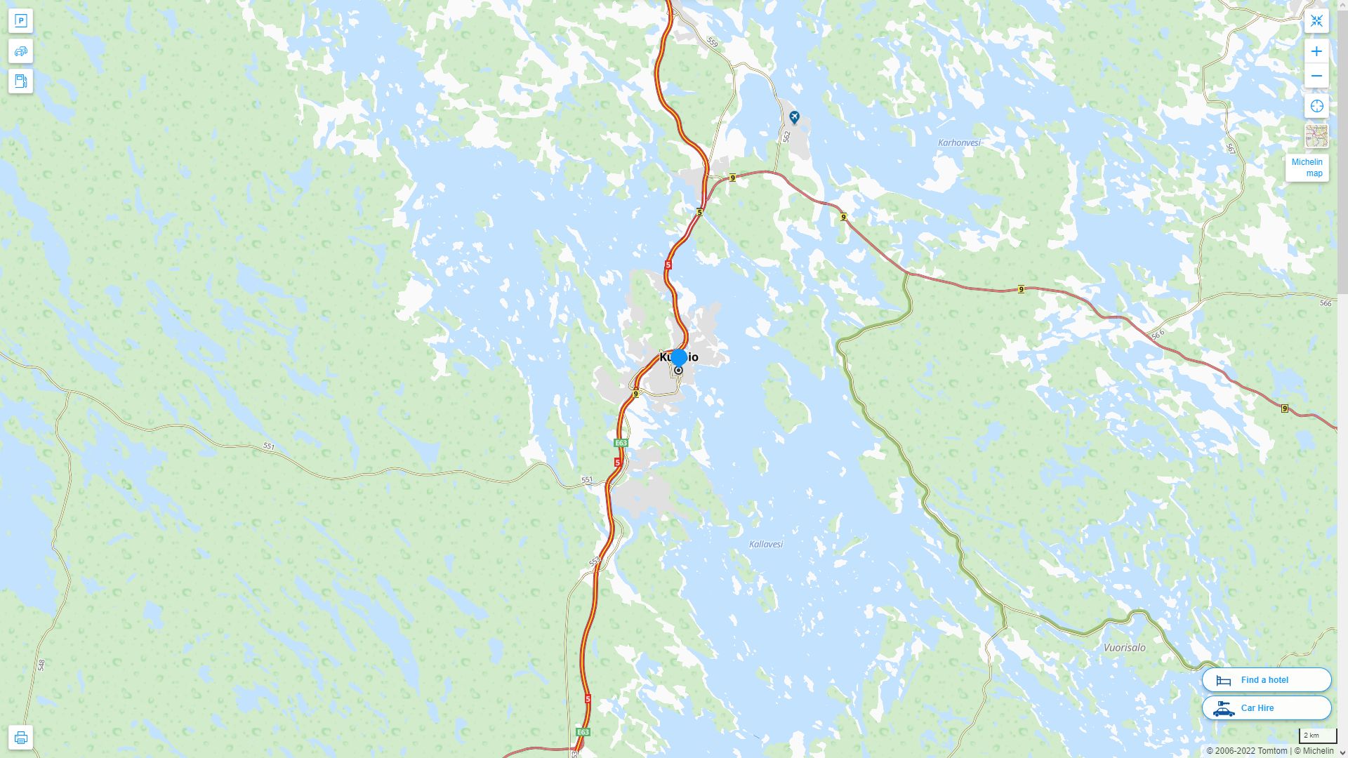 Kuopio Highway and Road Map